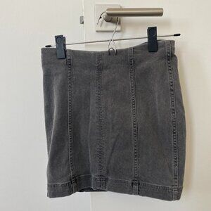 Free People, Modern Femme Washed Gray Denim Mini Skirt, Size 2